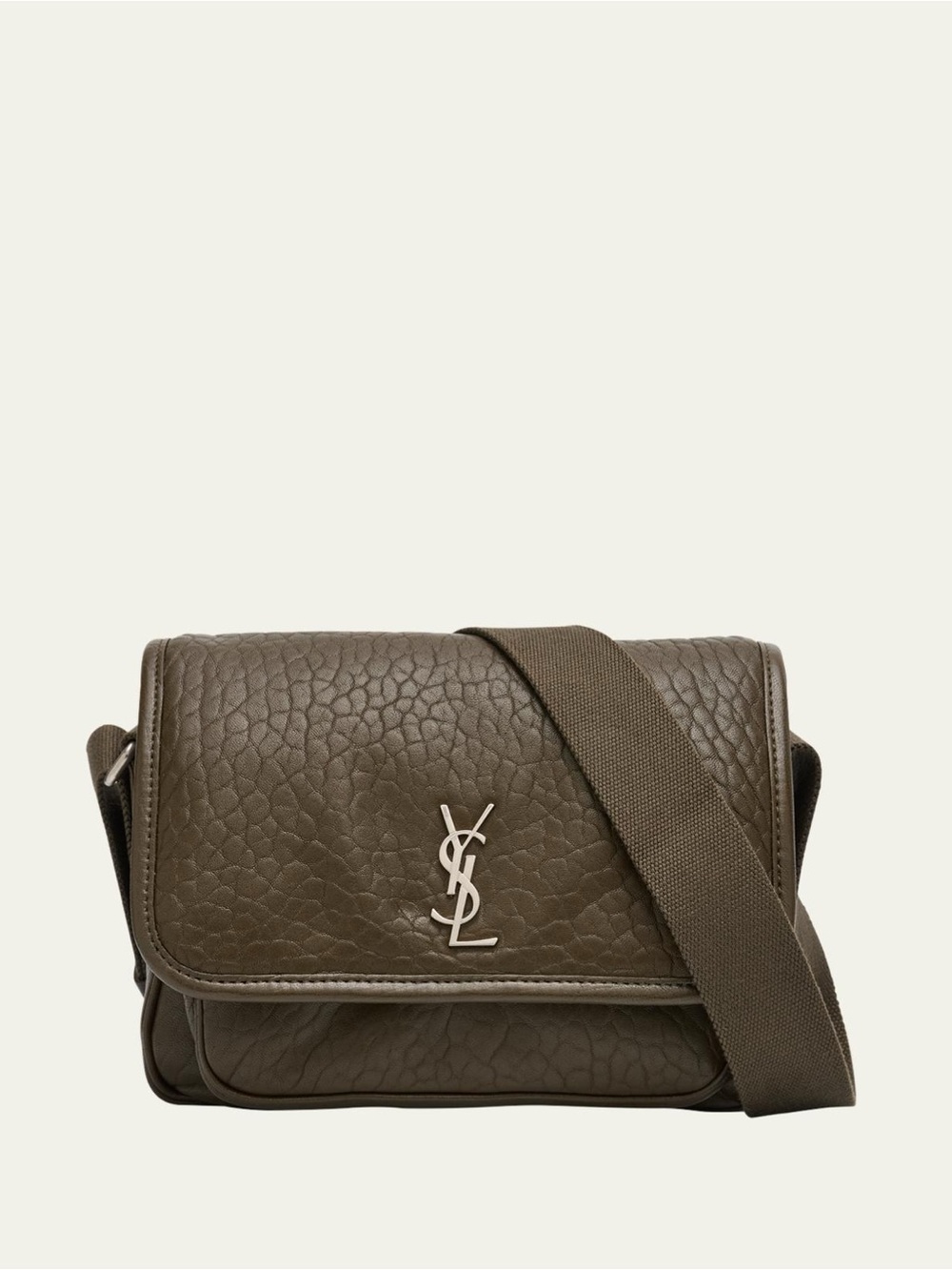 YSL Saint Laurent Small ‘Niki Messenger Bag’ in Grained Lambskin in Light Must
